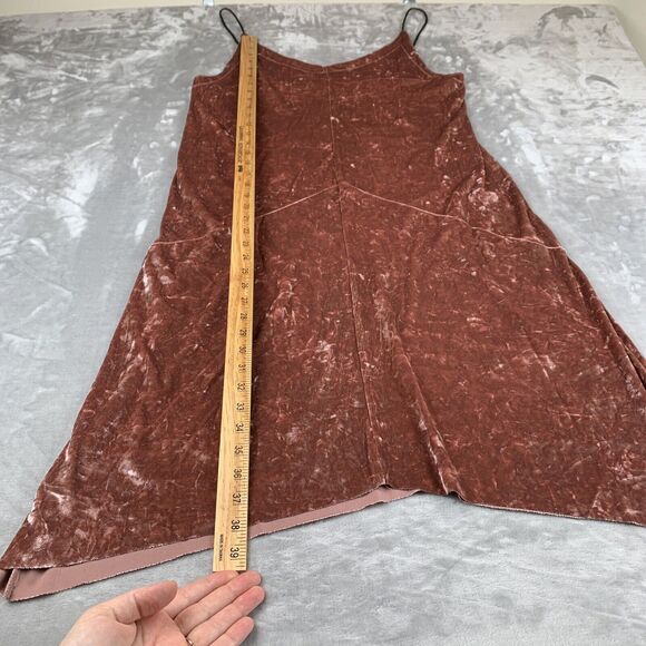 NWOT Freeway Crushed Velvet‎ Dress Women’s L Pink V neck Spaghetti Strap (0701) - Picture 13 of 15